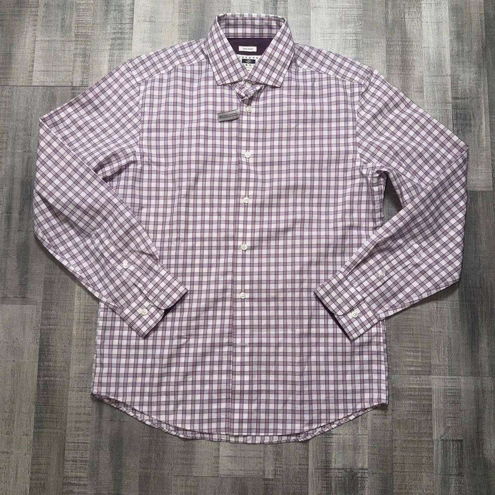Joseph Abboud Non Iron Classic Fit Dress Shirt Men's M Red White Plaid NWOT